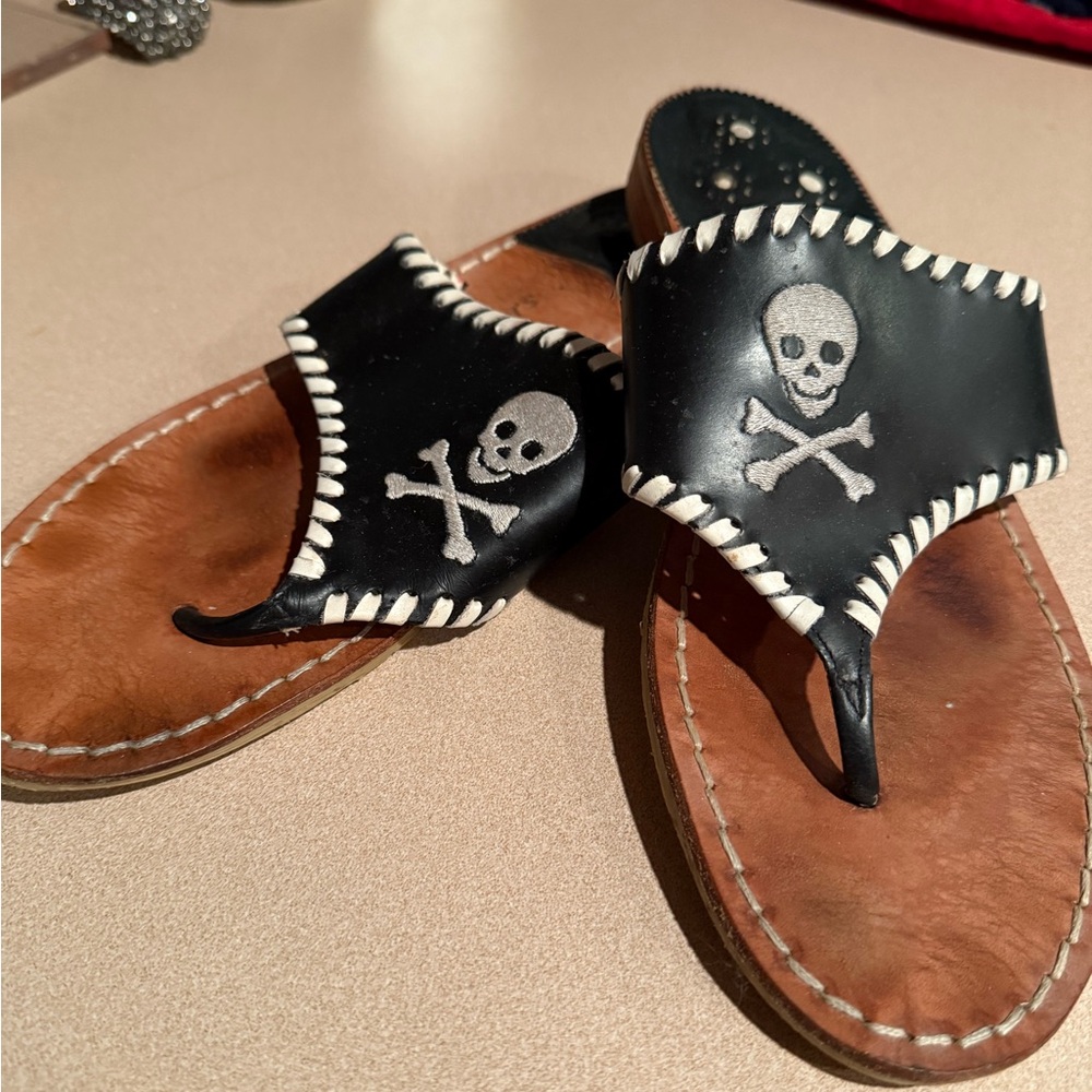 Jack Rogers Black Skull and Crossbones Sandals